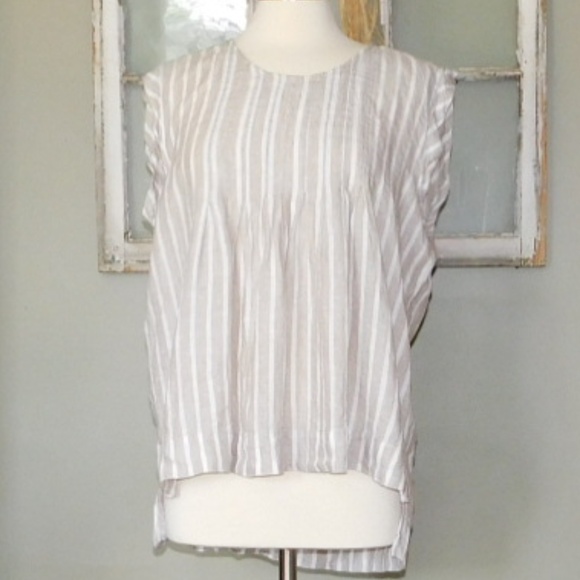 Lands' End Tops - Lands End  100% Linen Sleevless Pleated Top